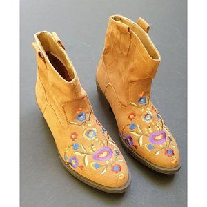 Mudd Women's "CHEYENNE" Embroidered Floral Ankle Boots SZ 8M Cowboy Cowgirl